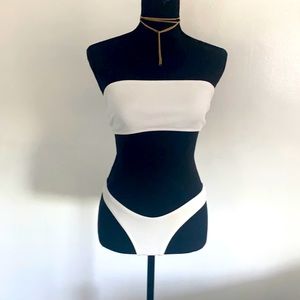 White bathing suit with chiffon cover